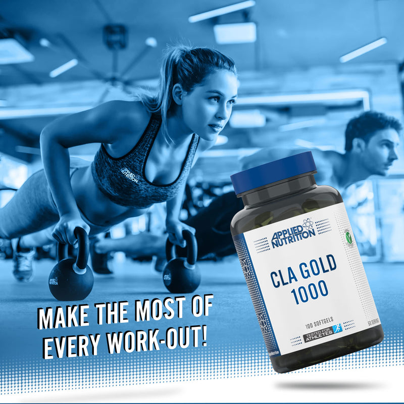 [Australia] - Applied Nutrition CLA Gold 1000-2000mg CLA Conjugated Linoleic Acid Per Serving, Weight Management Supplement, Natural CLA from Safflower Oil, 100 Veggie Softgels - 50 Servings 