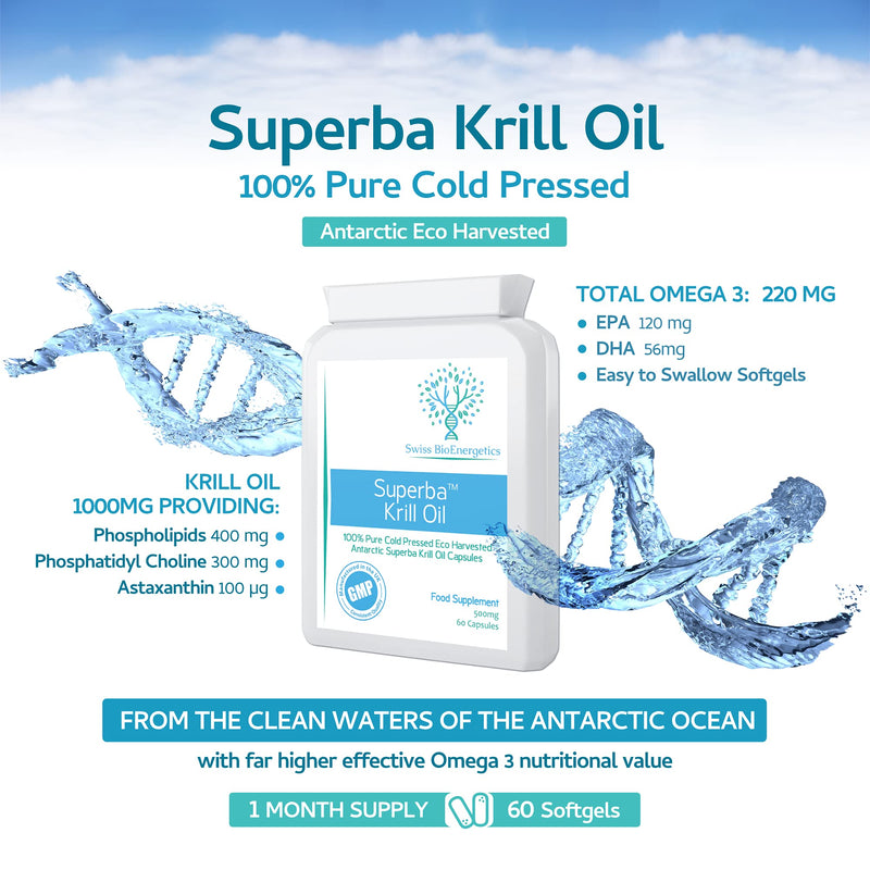[Australia] - Superba Krill Oil Extract 500mg 60 Capsules - 100% Pure Cold Pressed Antarctic Eco Harvested 