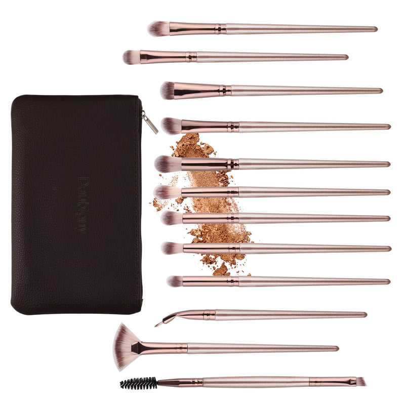 [Australia] - Daubigny Eye Makeup Brushes,12 PCS Professional Eye shadow, Concealer, Eyebrow, Foundation, Powder Liquid Cream Blending Brushes Set With Carrying Bag(Champagne Gold) A-Champagne Gold 