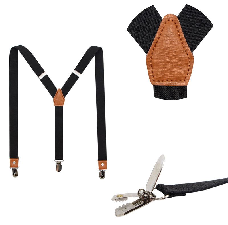 [Australia] - Suspenders And Pre-Tied Bowtie Set For Boys And Men By JAIFEI, Casual And Formal Boys(33 Inches) Black 