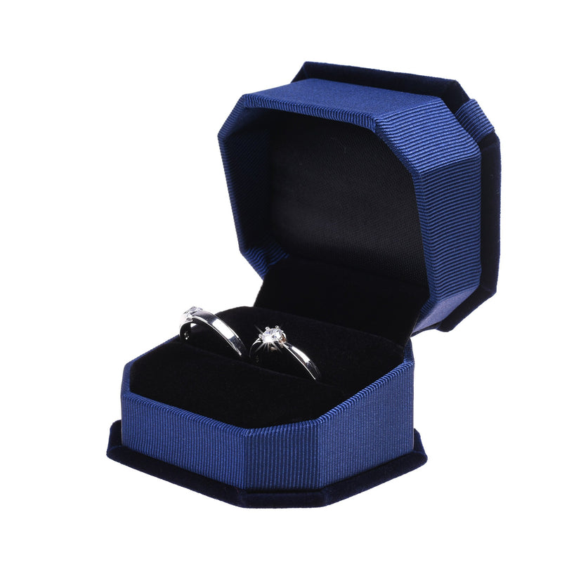 [Australia] - COSMOS Blue Color Velvet Ring Gift Box Octagonal Jewelry Box with Bow 