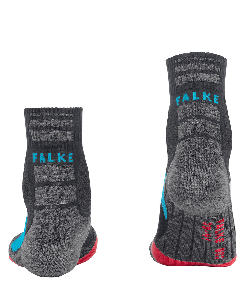 [Australia] - FALKE Unisex BC3 Cycling Socks Cotton Black Grey Short Sports Socks Padded Cushioned Sole Breathable Quick Dry Ideal For Mountain Bikers 1 Pair 9.5-10.5 Grey (Stone 3591) 
