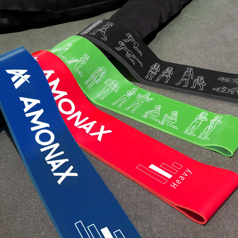 [Australia] - Amonax Resistance Bands Set for Women and Men, Exercise Fitness Home Gym Bands for Legs and Glutes and Arms. Yoga, Pilates Resistant Band Mini Loop Bands, Therapy Stretch Band Green+Blue+Red+Black 