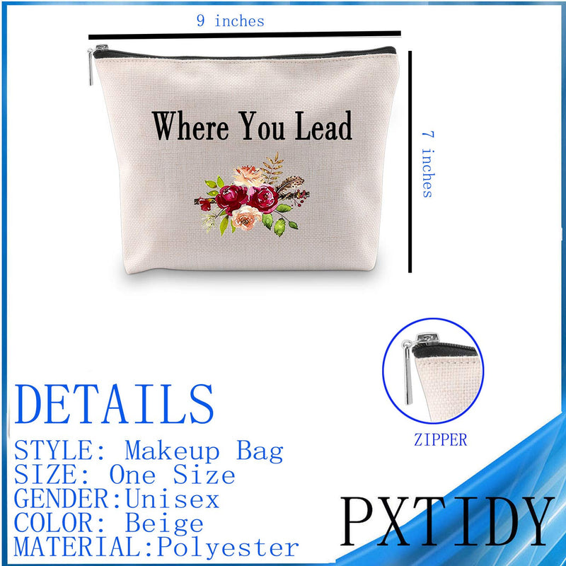 [Australia] - PXTIDY Gilmore Girls Makeup Bag Where You Lead I Will Follow Cosmetic Bag Set Mother Daughter Gift BFF Gift (beige) beige 