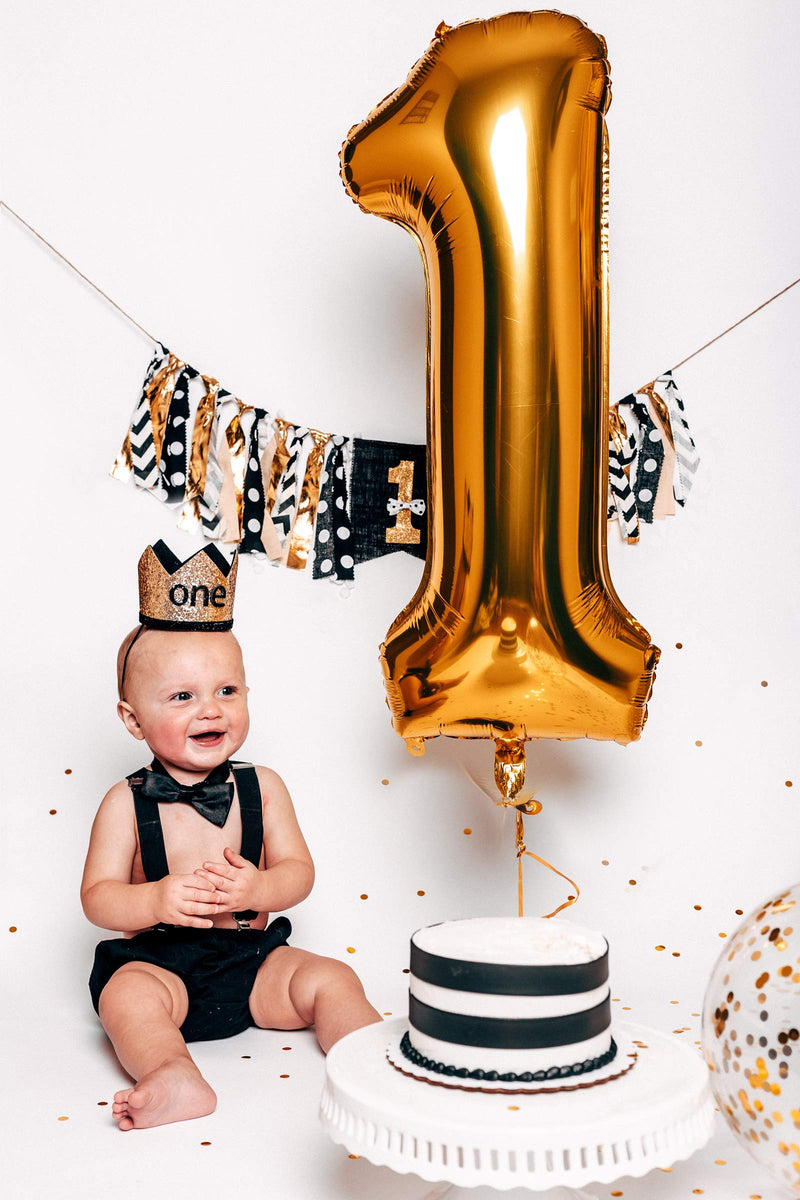 [Australia] - AWAYTR Baby Boys Cake Smash Outfit - First Birthday Party Suspenders Bow Tie Bloomers Set Black 