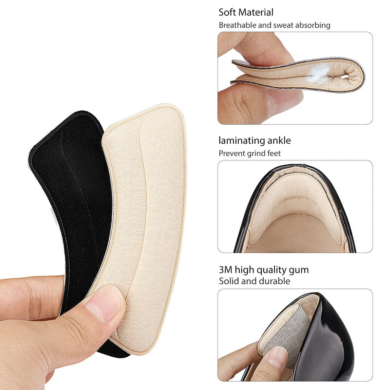 [Australia] - Heel Grips Liner, Comfortable Suede Heel Insert to Fit The Shoe, Prevent The Heel from Slipping Off Due to Oversized Shoes, 4 Pairs Heel Protector Pads 