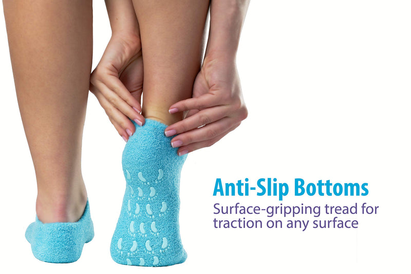 [Australia] - NatraCure Moisturizing Gel Booties and Gloves Set - (For dry skin, dry hands, feet, cracked heels, cuticles, rough skin, dead skin, use with your favorite lotions) - 155/175-AQ/RET - Color: Aqua 