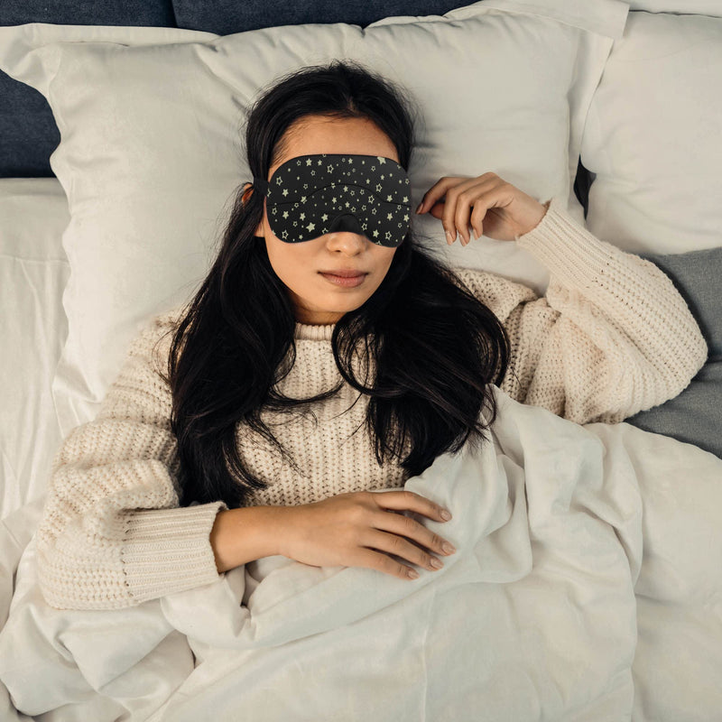 [Australia] - Silk Sleep Mask, Eye Mask for Sleeping, Blindfold Eye Mask, Super Soft Sleep Masks for Women & Men with Adjustable Straps, Sleeping Mask, Blackout Sleep Mask – Black Stars 