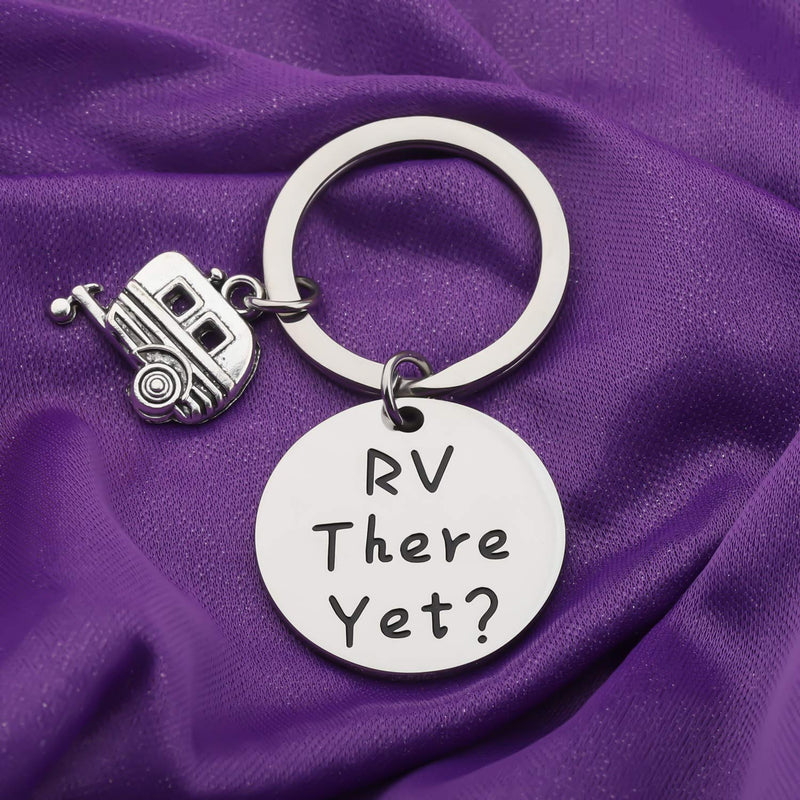 [Australia] - LQRI Camping Jewelry Camping Lover Gift Rv There Yet Camper Keychain with RV Trailer Charm Trailer Vacation Jewelry Traveler Graduation Gift Retirement Gift sliver 