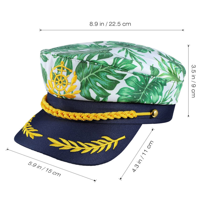 [Australia] - SOIMISS Yacht Hat Adult Captain Hat Monstera Leaf Print Sailor Cap Navy Costume Admiral Cap Party Boat Ship Sailor Hat Men Women Unisex Kids 