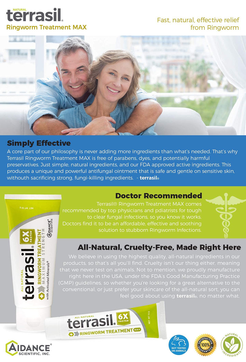 [Australia] - terrasil Ringworm Treatment MAX - 6X Faster Patented Natural Anti-Fungal Ointment for itching Burning Pain Inflammation & Irritation from Ringworm Skin Infection - 14g Tube 