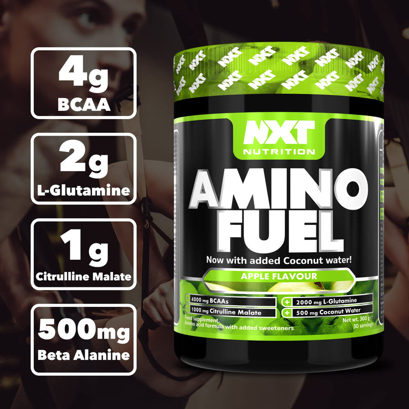 [Australia] - NXT Nutrition Amino Fuel Energy Drink | BCAAs Amino Acids with Beta Alanine, Vitamin D3 and Citrulline Malate � for Performance, Endurance and Energy Support | (Apple) 