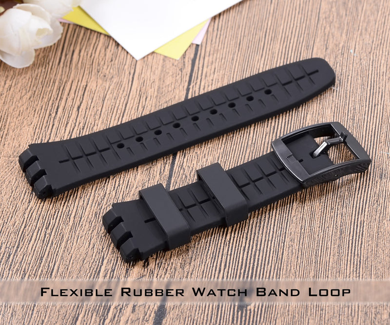 [Australia] - Adebena 4Packs Rubber Leather Watch Band Strap Loops Black Silicone Replacement Resin Watch Bands Keeper Holder Retainer Size 14mm 16mm 18mm 20mm 22mm 24mm 26mm with Removable Tools… Black Rubber 