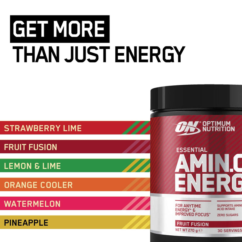 [Australia] - Optimum Nutrition Amino Energy Pre Workout Powder, Energy Drink with Beta Alanine, Vitamin C, Caffeine and Amino Acids, Fruit Fusion, 30 Servings, 270 g, Packaging May Vary 