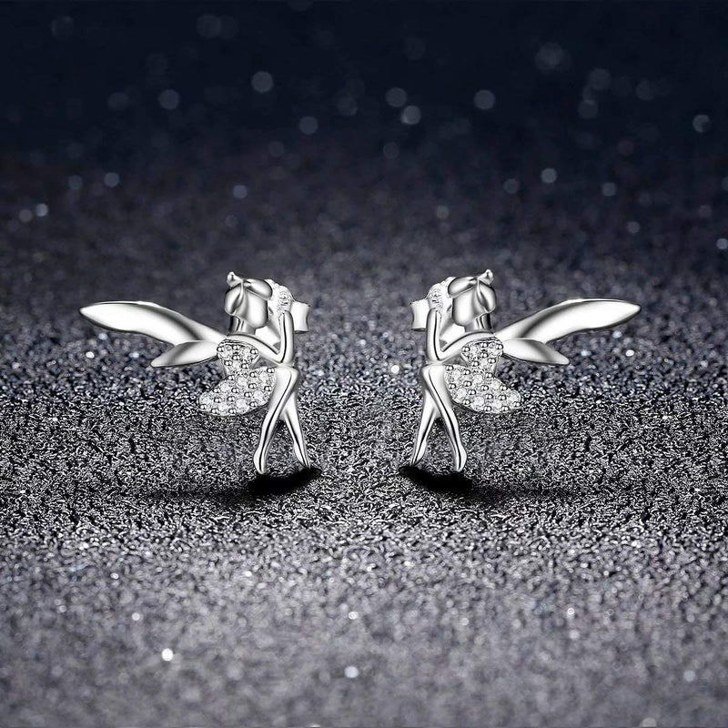 [Australia] - Qings Fairy Stud Earrings Winged 925 Sterling Silver Fashion Birthday Gifts For Girls 