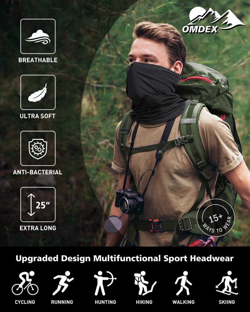 [Australia] - OMDEX Neck Gaiter, UPF 50+ Face Cover for UV Sun Protection, Bandanas for Sports Black 