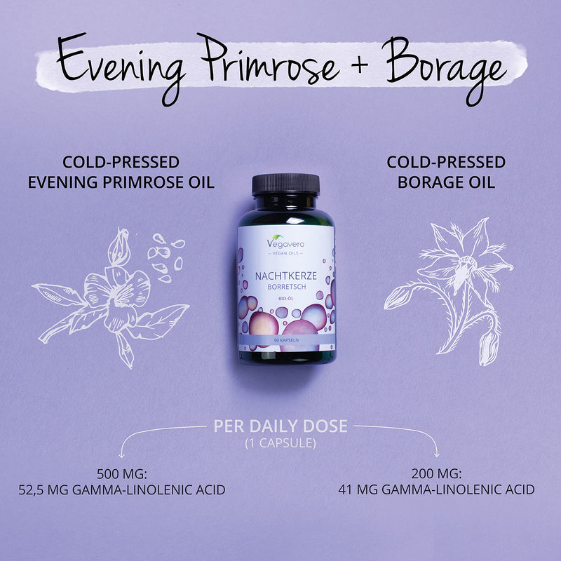 [Australia] - Organic Evening Primrose Oil Vegavero� | with Organic Borage Seed Oil| Cold-Pressed | 90 GreenCaps� Capsules | NO Additives | Rich in Linoleic Acid, Omega 3 & GLA | Vegan 