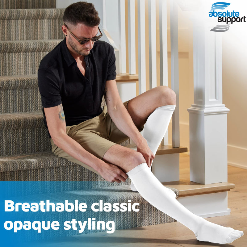 [Australia] - Made in The USA - Unisex Compression Socks 10-20mmHg with Open/Closed Toe White Closed Toe Medium 