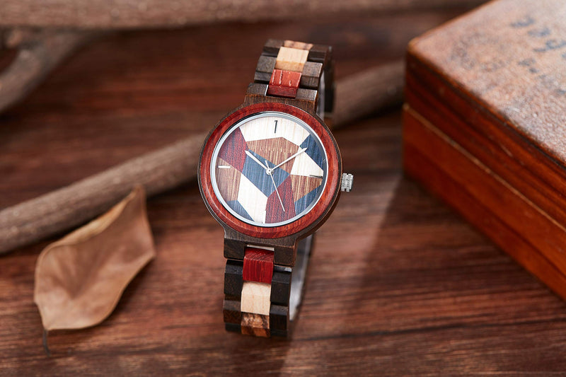 [Australia] - GOREBN Wooden Watches for Women Colorful Handmade Bamboo Ladies Watches Luxury Quartz Wrist Watches Womens Lightweight 