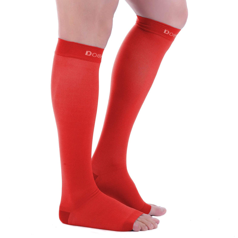 [Australia] - Doc Miller Open Toe Compression Socks 1 Pair 15-20 mmHg Firm Support Red Medium 