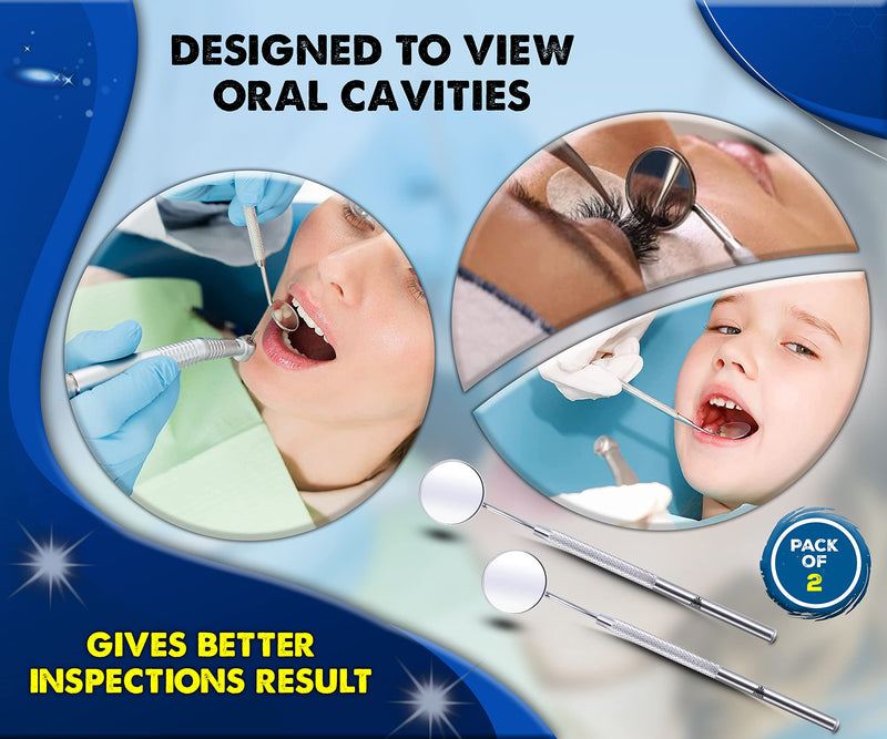 [Australia] - ARSUK Tooth Dental Mirror for Mouth - Dentist Mirror Tool with Stainless Steel Handle - Oral Teeth Inspection Mirror - Dental Instruments (2) 2 