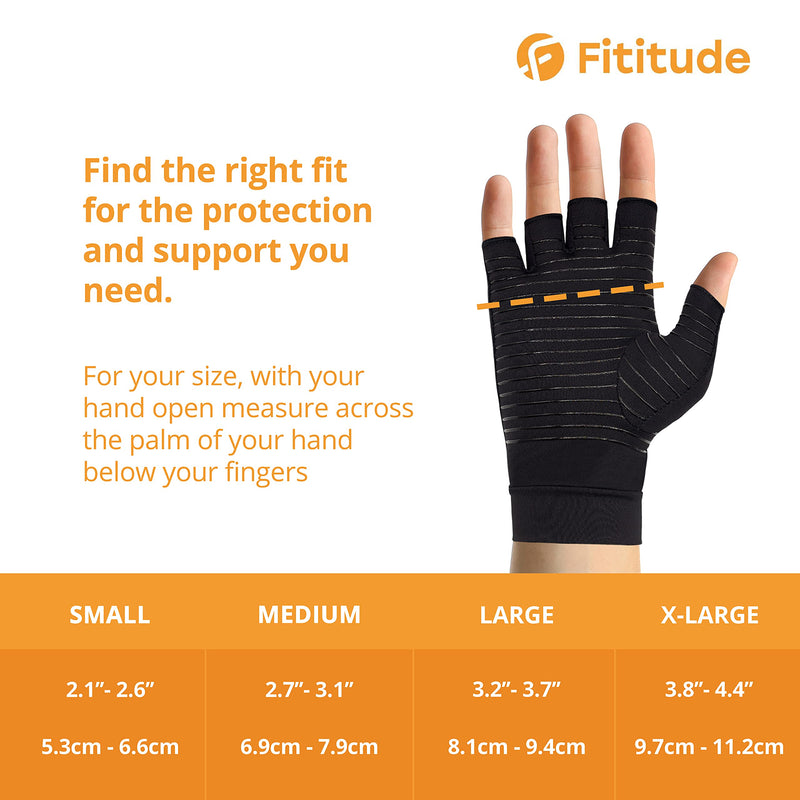[Australia] - Fititude: Infused Copper Pair of Compression Gloves Half Finger Breathable for Men and Women for Arthritis, Swelling and Pain Relief, Relaxation and Recovery of Hand, Wrist and Joint Medium 