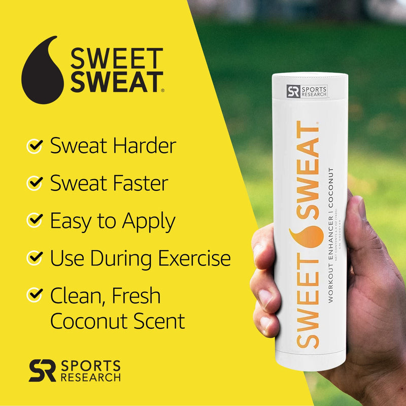 [Australia] - Sports Research Sweet Sweat Gel Get More from Your Workout: Workout Enhancer Makes You Sweat Faster & Harder - Try w/Waist Trimmer - Men’s & Women’s Toning Sweat Cream 6.4 Ounce Stick Coconut 