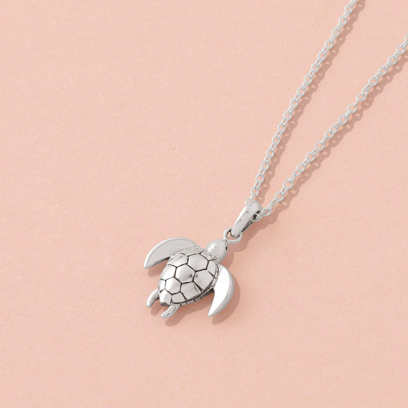 [Australia] - Boma Jewelry Sterling Silver Sea Turtle Animal Pendant Necklace, 18 Inches 