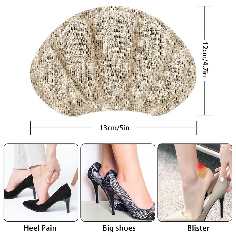 [Australia] - 2 Pairs Heel Grips Shoe, Heel Cushion Pads Set for Shoes Too Big Heel Grips Shoe Pads Inserts Liner Self (Beige) Beige 