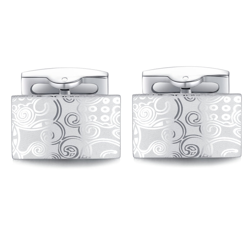 [Australia] - HONEY BEAR Figured Pattern Cufflinks for Men Shirt Steel Wedding Gift Silver 