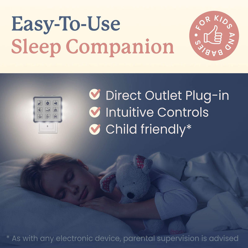 [Australia] - Plug in White Noise Sound Machine with Adjustable Kids Night Light for Sleeping, 9 Non-Looping Sounds, Timer, Volume Control & Headphone Jack | Portable Noise Maker for Adults & Baby, Home, Office 