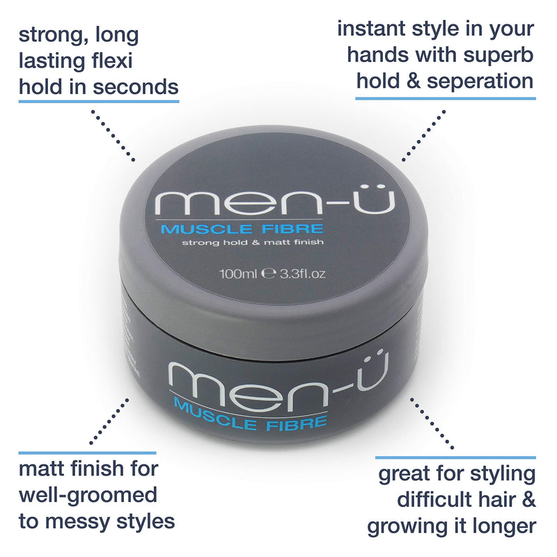 [Australia] - men-u MUSCLE FIBRE ‚Äì Mens hair products ‚Äì Hair putty w/ Strong, long lasting hold & matt finish. Instant style in your hands with a superb hold and separation. Mens Hair wax, single walled puck 100ml. 