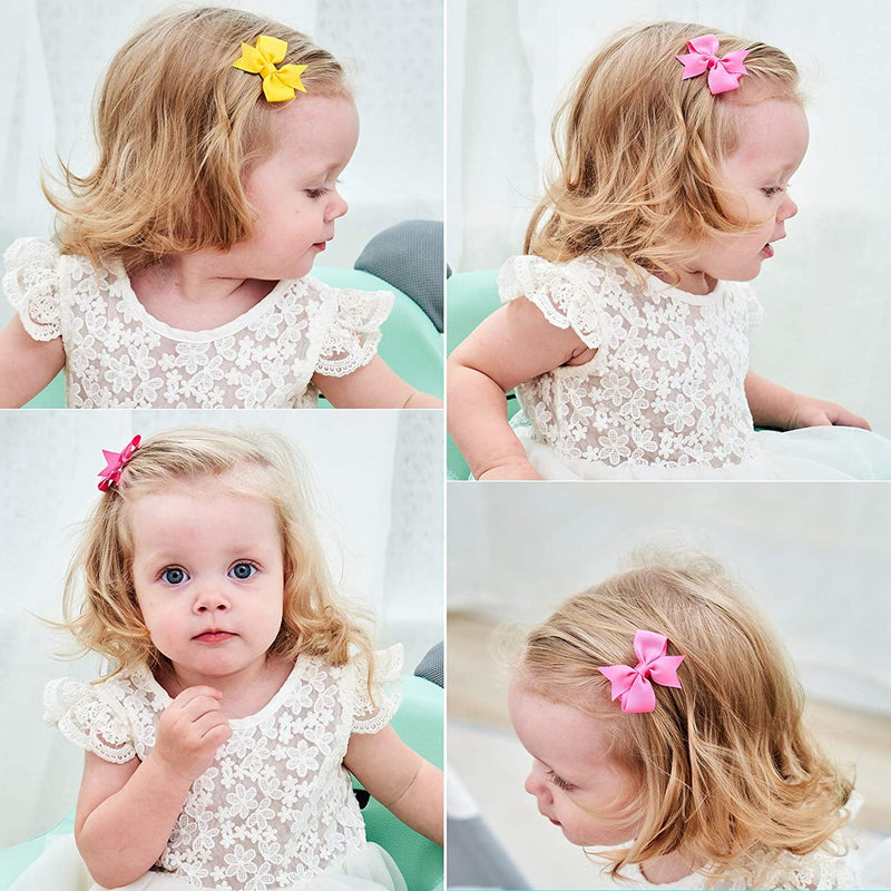 [Australia] - 40Pieces Baby Girls Clips 2" Mini Hair Bow Grosgrain Ribbon Hair Bows with Fully Ribbon Lined Alligator Clips for Baby Girls Infant Toddlers Kids 20 Colors in Pairs 