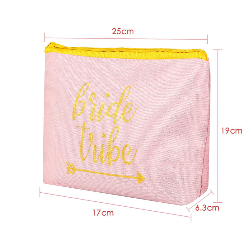 [Australia] - 8 pieces Bridal Shower Makeup Bag Bride Tribe Canvas Cosmetic Makeup Bag Toiletry Pouch Gifts Bag for Bridesmaid Proposal Box Bachelorette Parties, Weddings and Bridal Showers (Color Set 1) Color Set 1 