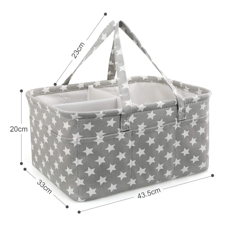 [Australia] - LEADSTAR Baby Diaper Caddy Organizer, Portable Baby Storage Basket,Foldable Car Travel Caddy Organiser for Changing Nappy,Wipes,Nursery Storage,Newborn Shower Gift (Grey Star) 