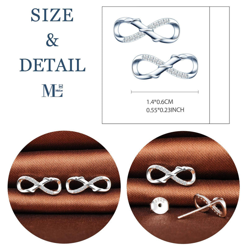 [Australia] - MicLee Woman's girl's Earrings studs, 925 Sterling silver animal earrings, Mini snake infinity symbol earrings studs, Inlaid zircon 