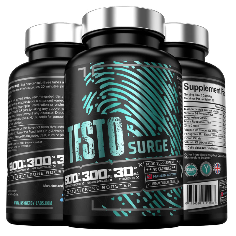 [Australia] - Testo Surge | Testosterone Booster Supplement for Men | Libido Booster Test Boost Support Supplements for Muscle Growth Energy Bulk | 90 Vegan Capsules Magnesium Zinc 