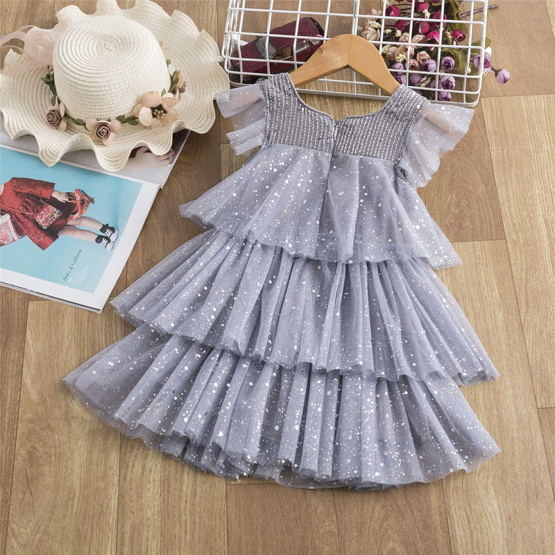 [Australia] - TTYAOVO Girls Embroidered Lace Sleeveless Tulle Flower Princess Party Dresses Back Bow #1253 Gray 2-3T 