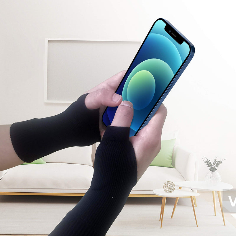 [Australia] - Wrist Thumb Compression Arthritis Gloves(1 Pair),Breathable Wrist Support Brace Fingerless Glove with Gel Thumb Injury Pads,Comfortable Carpal Tunnel Sleeve for Hand Wrist Joint Relieve Pain Black 