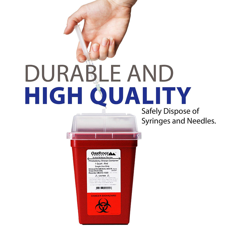 [Australia] - OakRidge Products 1 Quart Size (Pack of 3) Sharps Disposal Container - Approved for Home and Professional use 