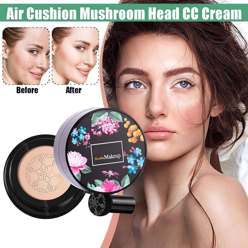 [Australia] - Mushroom Head Foundation,Air Cushion CC Cream BB Cream, Moisturizing Concealer, Mushroom Makeup Sponge, Easy to Apply 