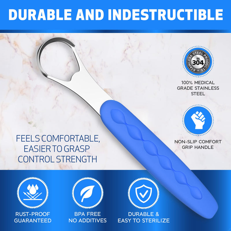 [Australia] - Tongue Scraper Cleaner for Adults & Kids Pack, Medical Grade Stainless Steel Tongue Brush Set, Oral Self Care for Bad Breath, Tongue Scraping with Travel Case (1pcs) 1 Pack 