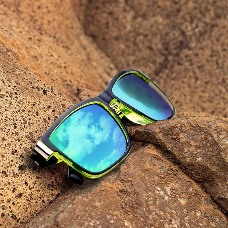 [Australia] - GRFISIA Vintage Polarized Sunglasses for Men and Women Driving Sun glasses 100% UV Protection 2pcs-blue-green 