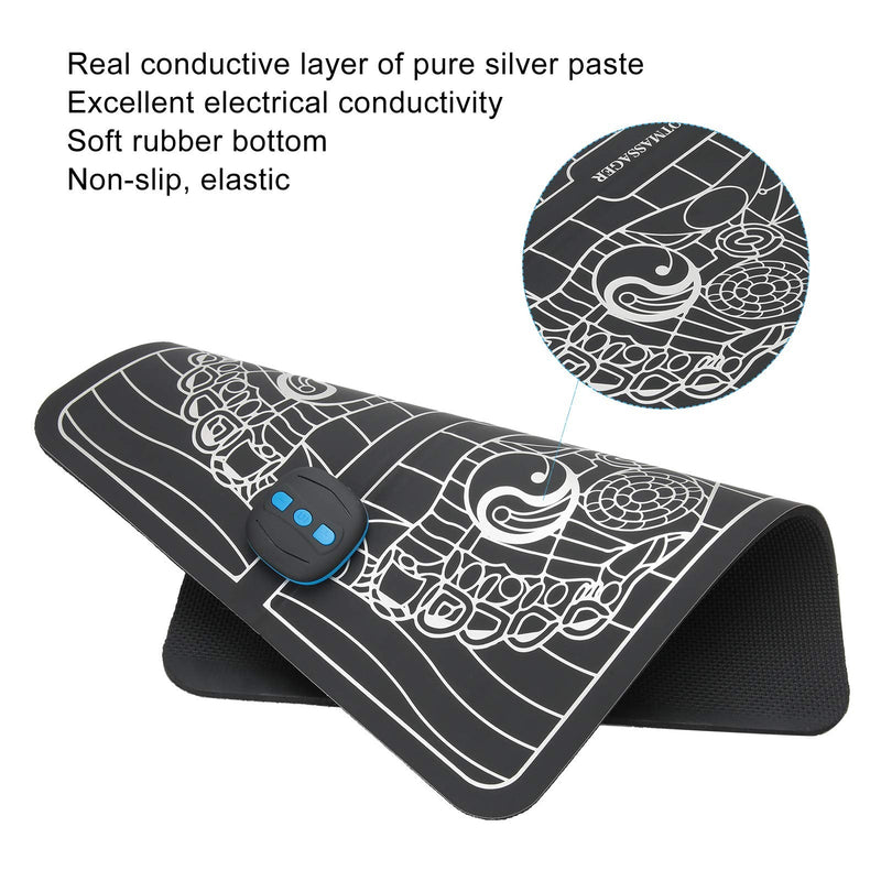 [Australia] - Electric Foot Stimulator Massager Folding Portable Electric Massage Mat Full Automatic Foot Circulation Massager Acupuncture Shaping Leg Cushion for Men Women 