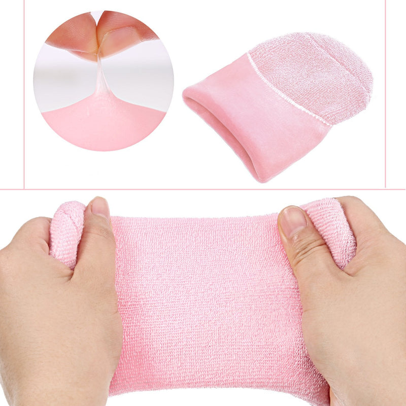 [Australia] - Soft Cotton Gel Moisturizing Spa Gloves and Socks for Cracked Dry Skin for Both Women and Men (Pink) 