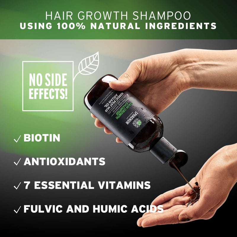 [Australia] - Hair Growth Shampoo For Women - 100% Natural Sulfate Free Treatment with Healing Peat Mud for Thin and Damaged Hair - Argan Oil with Aloe Vera and Biotin to Prevent Hair Loss and Dandruff 