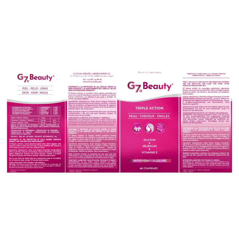 [Australia] - G7 Beauty. Cellular Antioxidant. Silica Enriched with Vitamin E and Selenium. Helps to Maintain The Health and Beauty of Skin, Hair and Nails. 60 Capsules. 