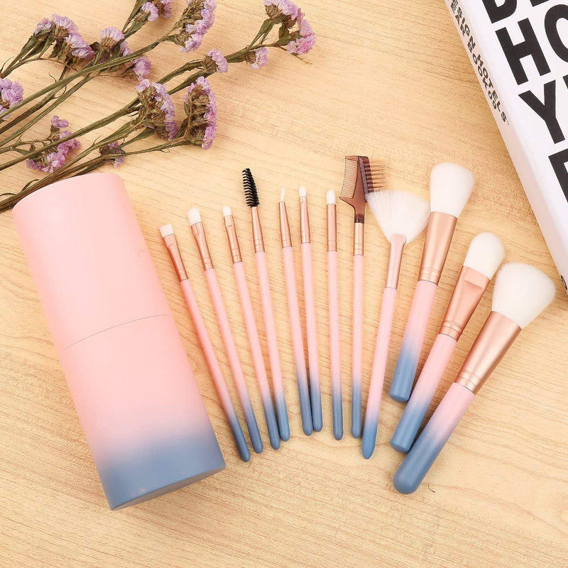 [Australia] - Makeup Brush Sets - 12 Pcs Makeup Brushes for Foundation Eyeshadow Eyebrow Eyeliner Blush Powder Concealer Contour Pink 