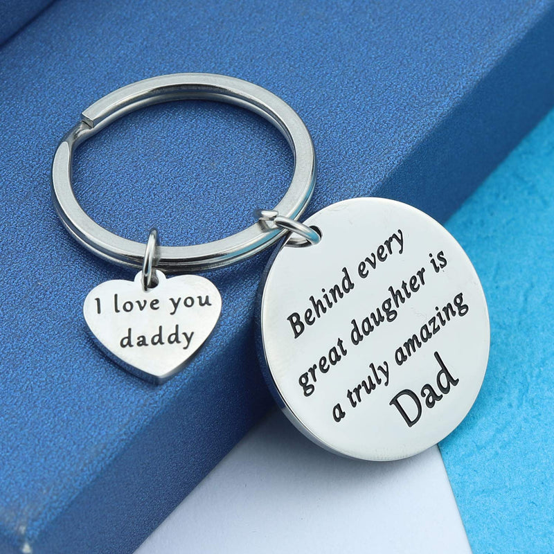 [Australia] - HN HNHB Great Daughter Amazing Dad Father Keychain Daddys & Daughter Best Gift Father's Day Jewelry Gifts Behind Daughter KE 