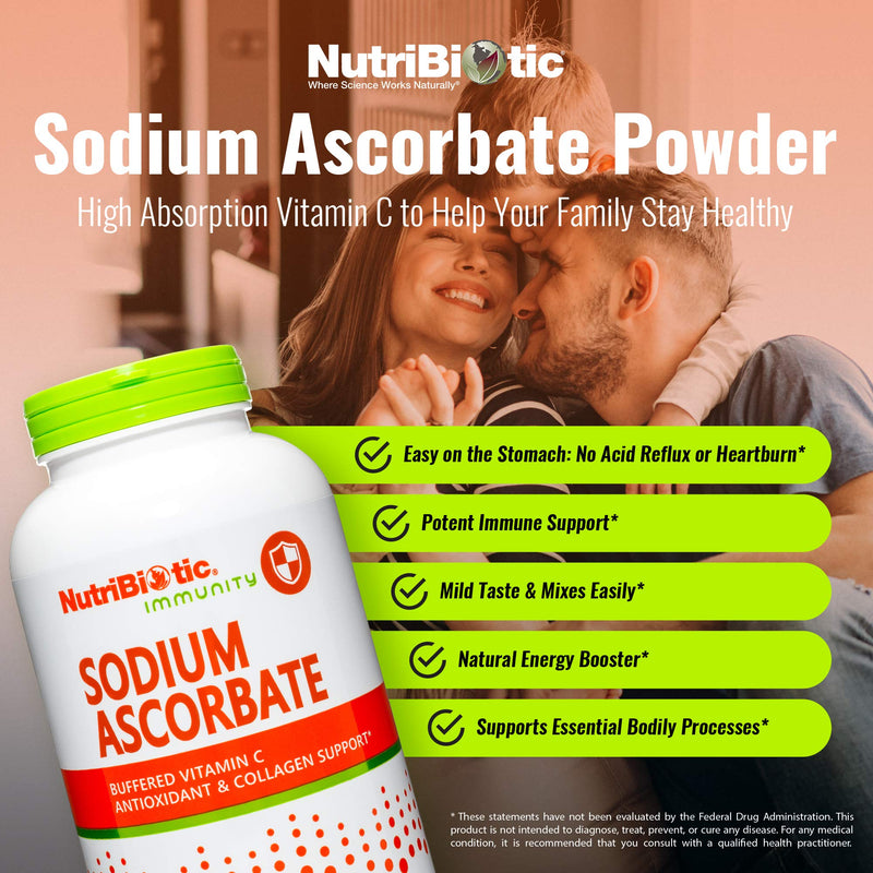 [Australia] - NutriBiotic - Sodium Ascorbate Buffered Vitamin C Powder, 16 Oz | Vegan, Non-Acidic & Easier on Digestion Than Ascorbic Acid | Essential Immune Support & Antioxidant Supplement | Gluten & GMO Free n 1 Pound (Pack of 1) 